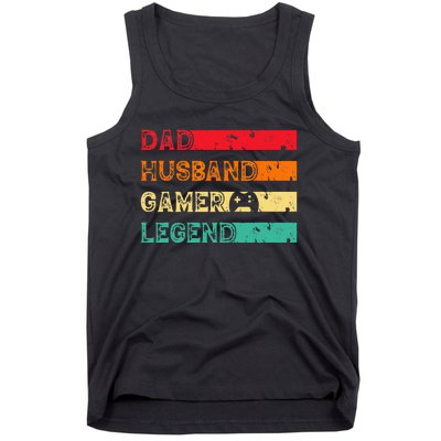 Dad Husband Gamer Legend Vintage Gamer gaming fathers Day Tank Top