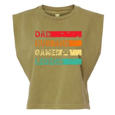 Dad Husband Gamer Legend Vintage Gamer gaming fathers Day Garment-Dyed Women's Muscle Tee