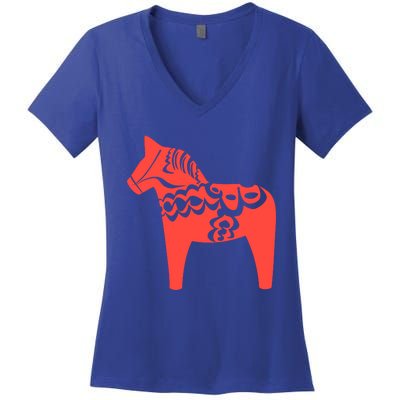 Dala Horse Gift Dalarna Swedish Sweden Sverige Gift Women's V-Neck T-Shirt