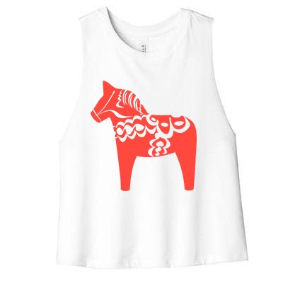 Dala Horse Gift Dalarna Swedish Sweden Sverige Gift Women's Racerback Cropped Tank