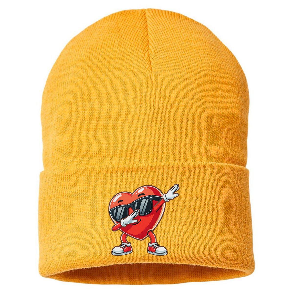 Dabbing Heart Gifts Valentines Day Sustainable Knit Beanie