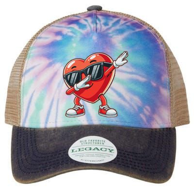 Dabbing Heart Gifts Valentines Day Legacy Tie Dye Trucker Hat