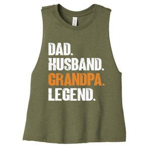 Dad Husband Grandpa Legend - Funny Grandad New Grandpa Women's Racerback Cropped Tank