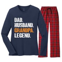 Dad Husband Grandpa Legend - Funny Grandad New Grandpa Women's Long Sleeve Flannel Pajama Set 