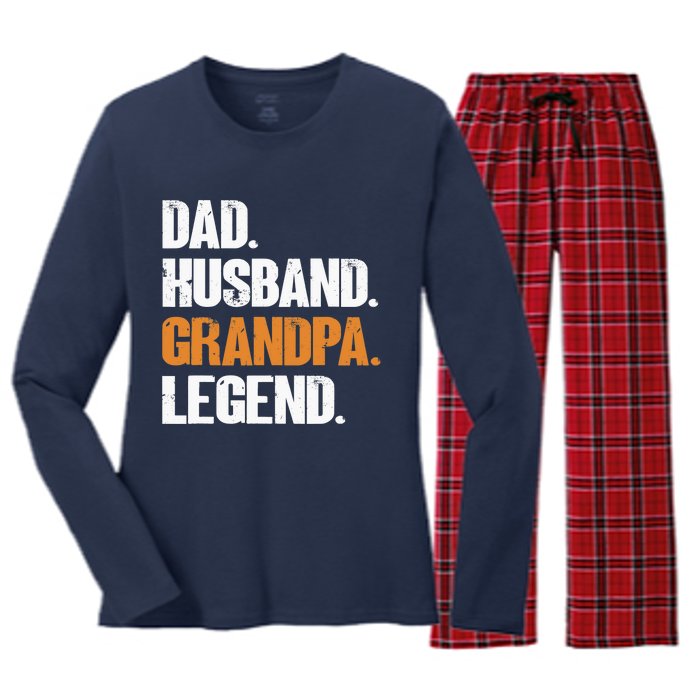 Dad Husband Grandpa Legend - Funny Grandad New Grandpa Women's Long Sleeve Flannel Pajama Set 