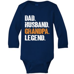 Dad Husband Grandpa Legend - Funny Grandad New Grandpa Baby Long Sleeve Bodysuit