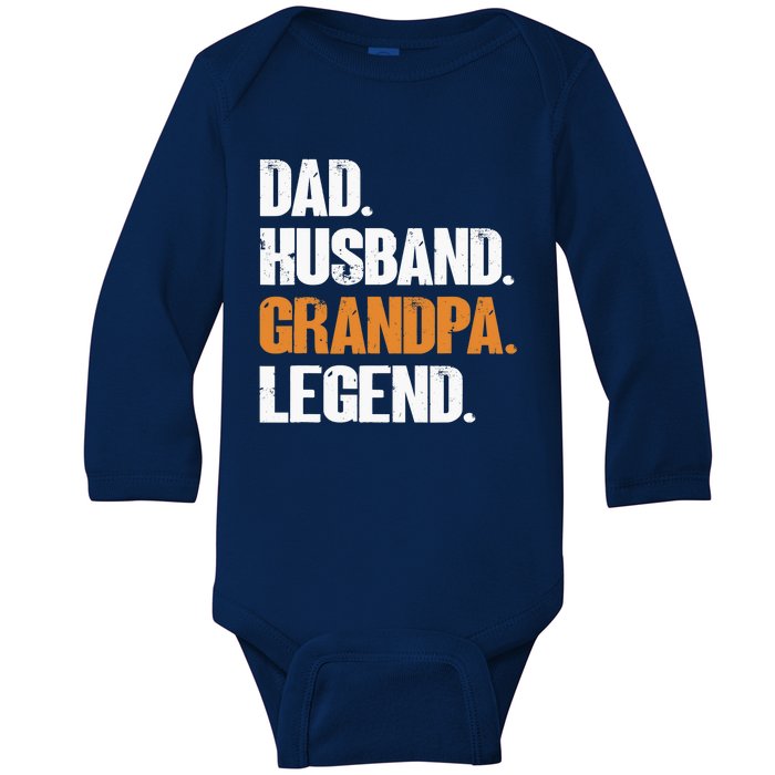 Dad Husband Grandpa Legend - Funny Grandad New Grandpa Baby Long Sleeve Bodysuit