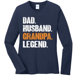 Dad Husband Grandpa Legend - Funny Grandad New Grandpa Ladies Long Sleeve Shirt