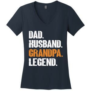 Dad Husband Grandpa Legend - Funny Grandad New Grandpa Women's V-Neck T-Shirt