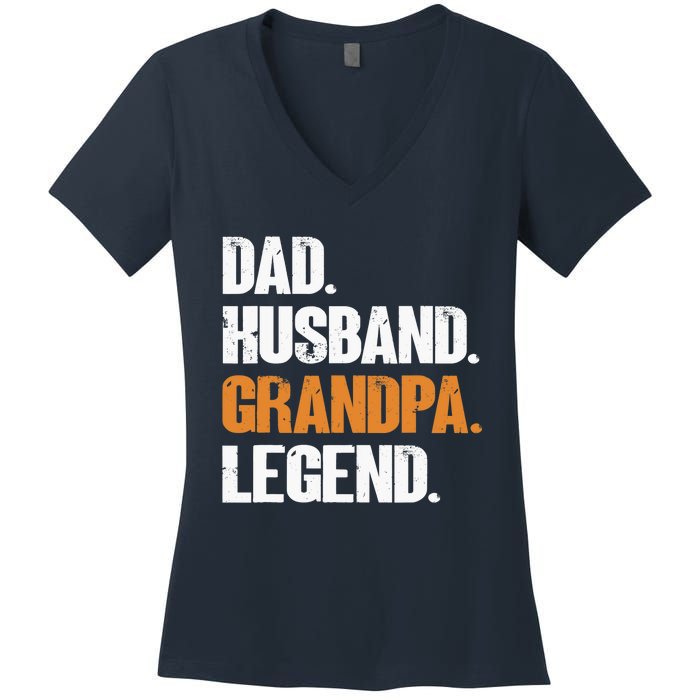 Dad Husband Grandpa Legend - Funny Grandad New Grandpa Women's V-Neck T-Shirt