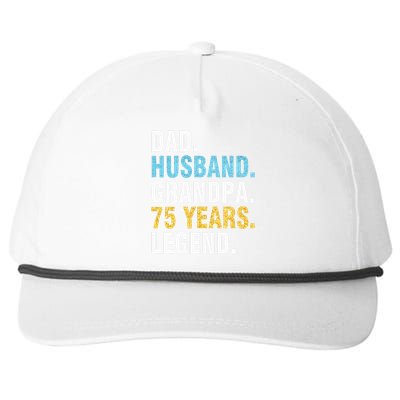 Dad Husband Grandpa 75 Years Old Happy Birthday Papa Legend Snapback Five-Panel Rope Hat