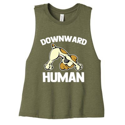 Downward Hu Gift Funny Yoga Dog Sarcastic Saying Cute Yoga Gift Women's Racerback Cropped Tank