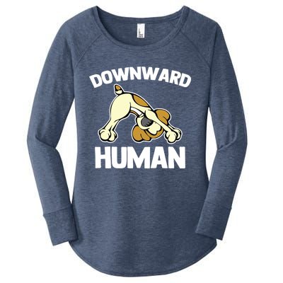 Downward Hu Gift Funny Yoga Dog Sarcastic Saying Cute Yoga Gift Women's Perfect Tri Tunic Long Sleeve Shirt