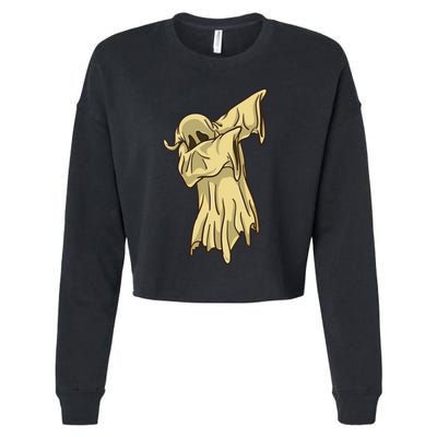 Dabbing Halloween Ghost Funny Gift Cropped Pullover Crew