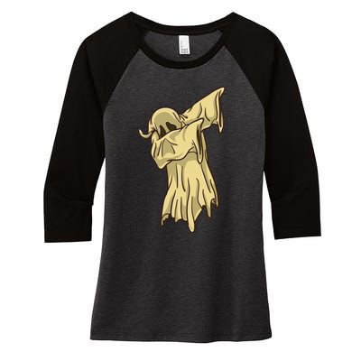 Dabbing Halloween Ghost Funny Gift Women's Tri-Blend 3/4-Sleeve Raglan Shirt