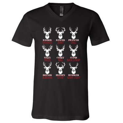 Deer Hunting Gift Hunter Of All Santas Reindeer V-Neck T-Shirt