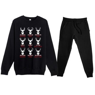 Deer Hunting Gift Hunter Of All Santas Reindeer Premium Crewneck Sweatsuit Set