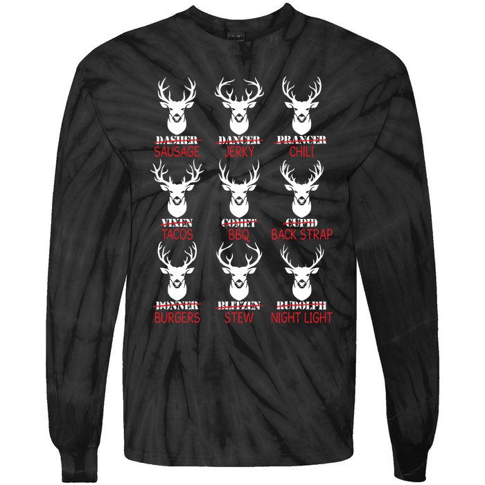 Deer Hunting Gift Hunter Of All Santas Reindeer Tie-Dye Long Sleeve Shirt