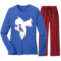 Dabbing Halloween Ghost Halloween Trick Or Treat Cute Gift Women's Long Sleeve Flannel Pajama Set 