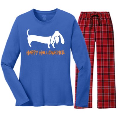 Dachshund Happy Halloweiner Funny Halloween Dogs Lover Funny Gift Funny Gift Women's Long Sleeve Flannel Pajama Set 