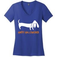 Dachshund Happy Halloweiner Funny Halloween Dogs Lover Funny Gift Funny Gift Women's V-Neck T-Shirt