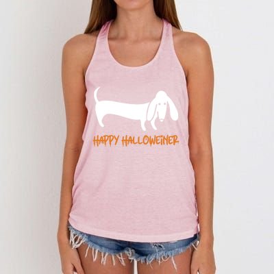 Dachshund Happy Halloweiner Funny Halloween Dogs Lover Funny Gift Funny Gift Women's Knotted Racerback Tank