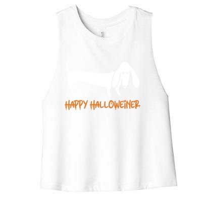 Dachshund Happy Halloweiner Funny Halloween Dogs Lover Funny Gift Funny Gift Women's Racerback Cropped Tank