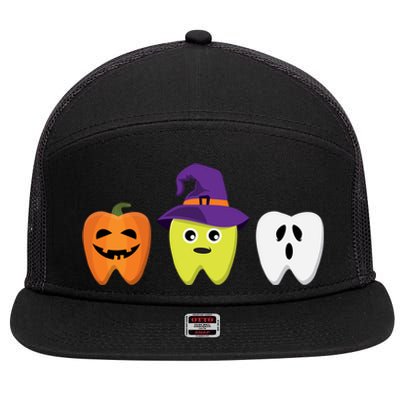 Dental Hygienist Halloween Pumpkin Ghost Witch Tooth Doctor Gift 7 Panel Mesh Trucker Snapback Hat