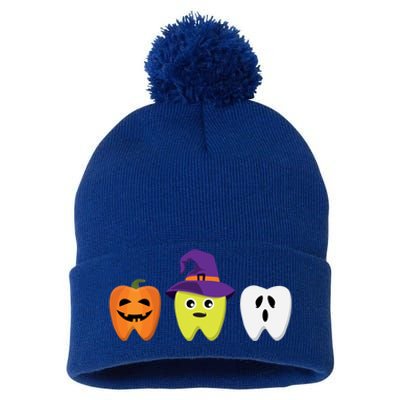 Dental Hygienist Halloween Pumpkin Ghost Witch Tooth Doctor Gift Pom Pom 12in Knit Beanie