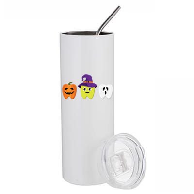 Dental Hygienist Halloween Pumpkin Ghost Witch Tooth Doctor Gift Stainless Steel Tumbler