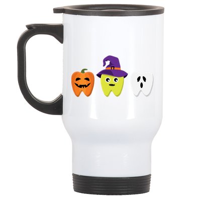 Dental Hygienist Halloween Pumpkin Ghost Witch Tooth Doctor Gift Stainless Steel Travel Mug