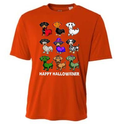 Dachshund Happy Halloweiner Funny Halloween Dogs Lover Cooling Performance Crew T-Shirt