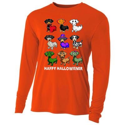 Dachshund Happy Halloweiner Funny Halloween Dogs Lover Cooling Performance Long Sleeve Crew