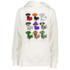 Dachshund Happy Halloweiner Funny Halloween Dogs Lover Womens Funnel Neck Pullover Hood