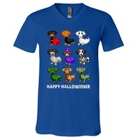 Dachshund Happy Halloweiner Funny Halloween Dogs Lover V-Neck T-Shirt