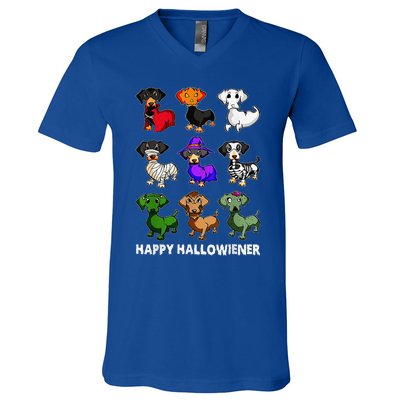 Dachshund Happy Halloweiner Funny Halloween Dogs Lover V-Neck T-Shirt