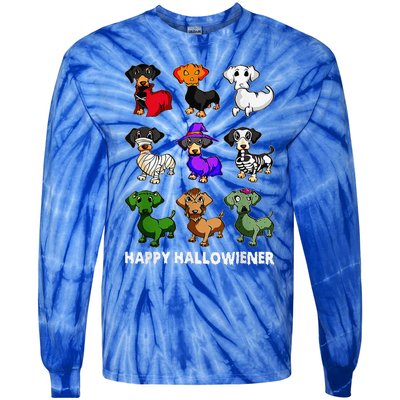 Dachshund Happy Halloweiner Funny Halloween Dogs Lover Tie-Dye Long Sleeve Shirt