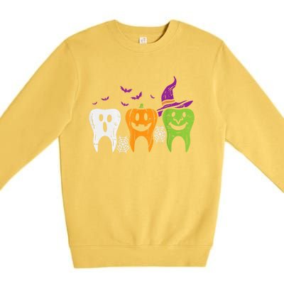 Dental Hygienist Halloween Spooky Witch Ghost Dentist Teeth Funny Gift Premium Crewneck Sweatshirt