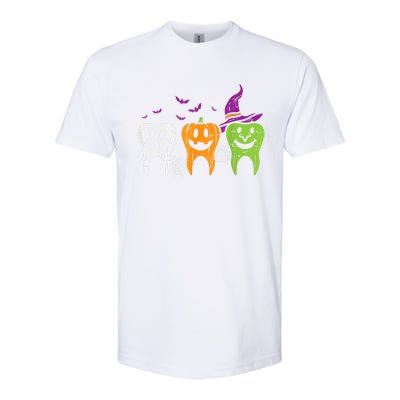 Dental Hygienist Halloween Spooky Witch Ghost Dentist Teeth Funny Gift Softstyle® CVC T-Shirt