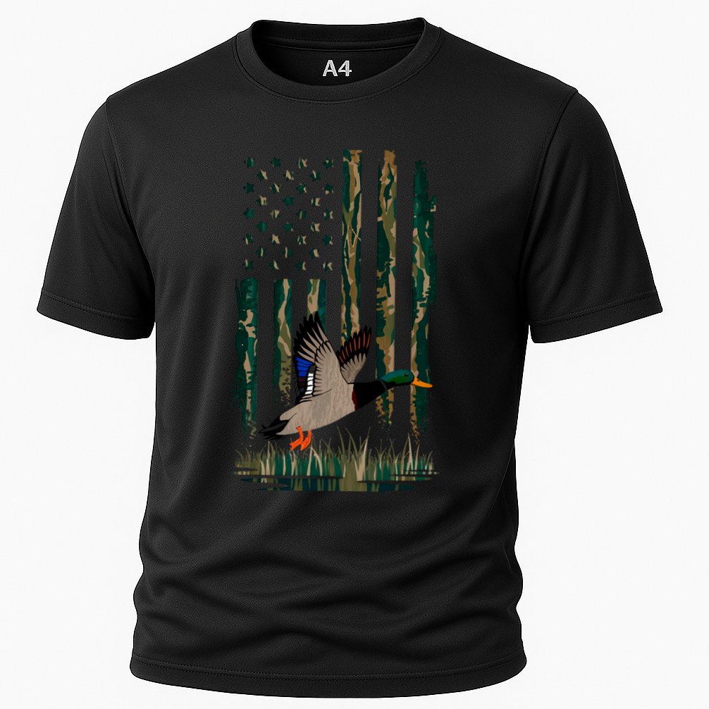Duck Hunting Hoodie Camo Usa Flag Country Hoodies Waterfowl Cooling Performance Crew T-Shirt