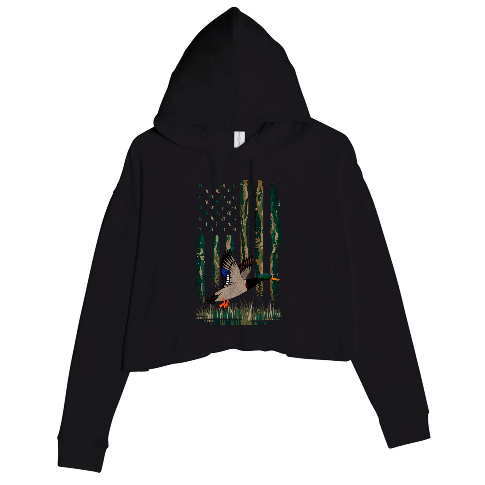 Duck Hunting Hoodie Camo Usa Flag Country Hoodies Waterfowl Crop Fleece Hoodie