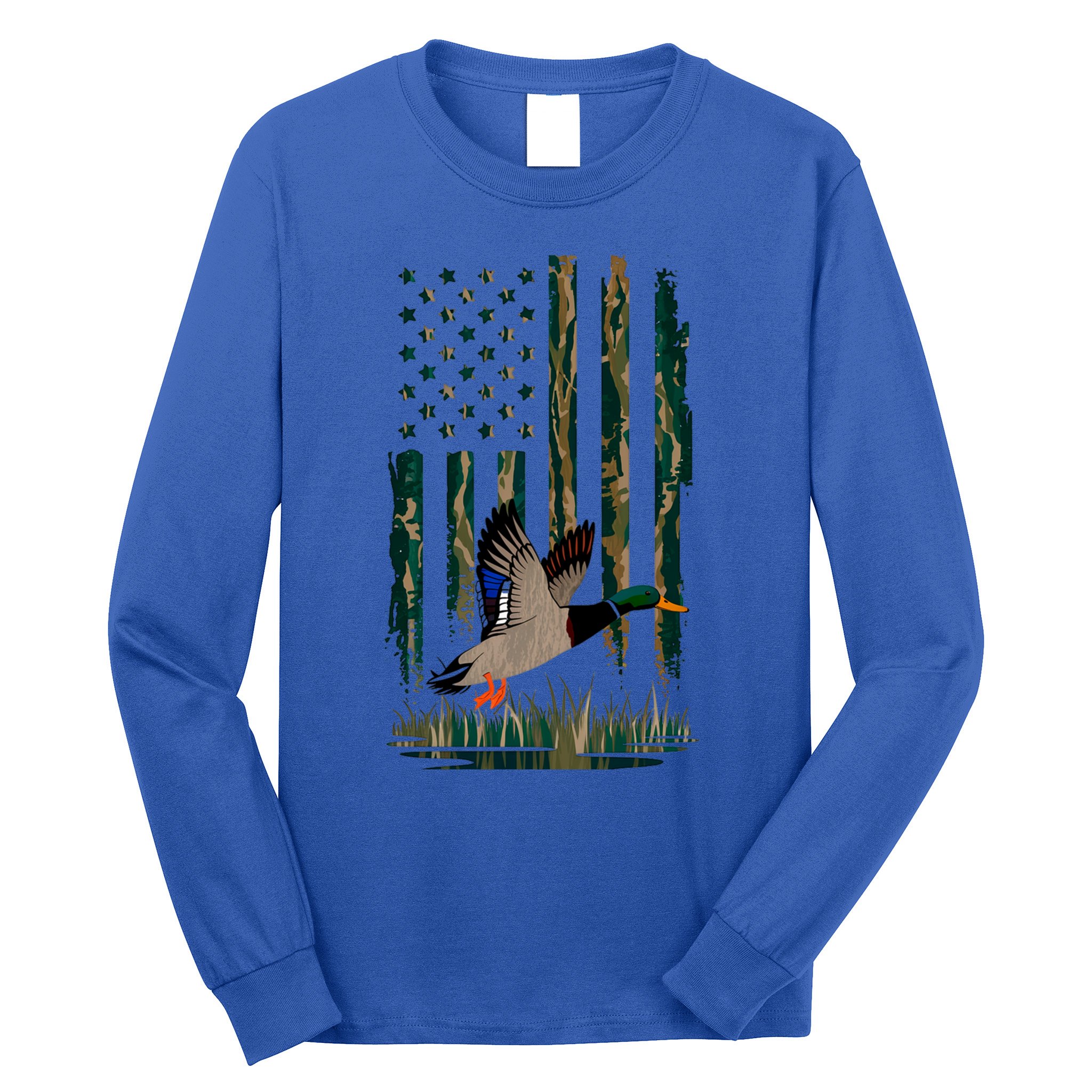 Duck Hunting Hoodie Camo Usa Flag Country Hoodies Waterfowl Long Sleeve Shirt