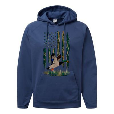 Duck Hunting Hoodie Camo Usa Flag Country Hoodies Waterfowl Performance Fleece Hoodie