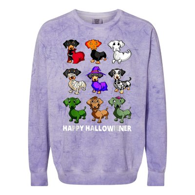 Dachshund Happy Halloweiner Funny Halloween Dogs Lover Gifts Colorblast Crewneck Sweatshirt