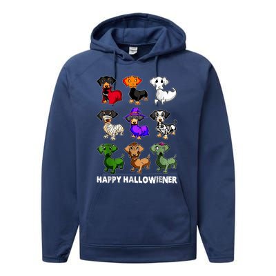 Dachshund Happy Halloweiner Funny Halloween Dogs Lover Gifts Performance Fleece Hoodie