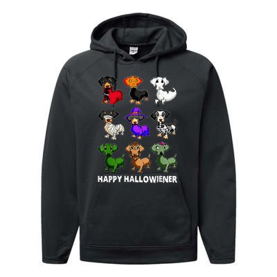 Dachshund Happy Halloweiner Funny Halloween Dogs Lover Performance Fleece Hoodie