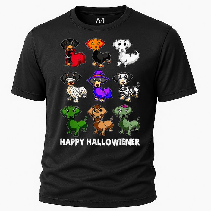 Dachshund Happy Halloweiner Funny Halloween Dogs Lover Cooling Performance Crew T-Shirt