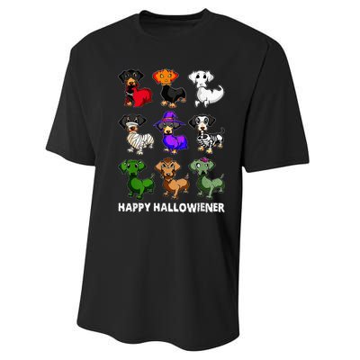 Dachshund Happy Halloweiner Funny Halloween Dogs Lover Performance Sprint T-Shirt