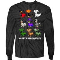 Dachshund Happy Halloweiner Funny Halloween Dogs Lover Tie-Dye Long Sleeve Shirt