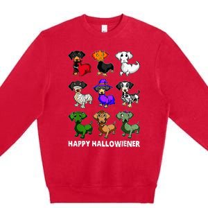 Dachshund Happy Halloweiner Funny Halloween Dogs Lover Premium Crewneck Sweatshirt